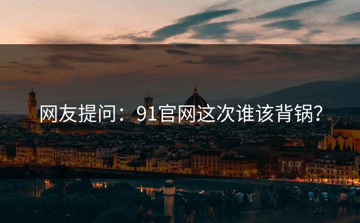 网友提问：91官网这次谁该背锅？