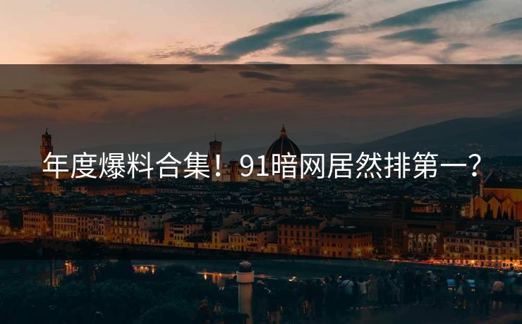 年度爆料合集！91暗网居然排第一？