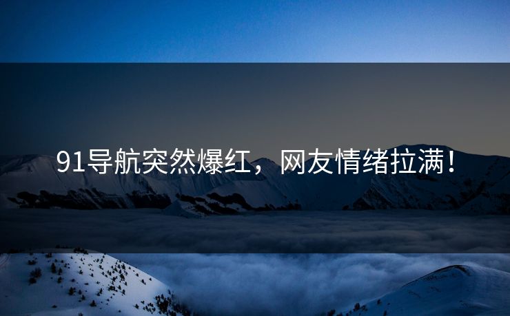91导航突然爆红，网友情绪拉满！