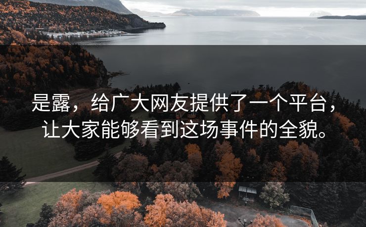 是露，给广大网友提供了一个平台，让大家能够看到这场事件的全貌。