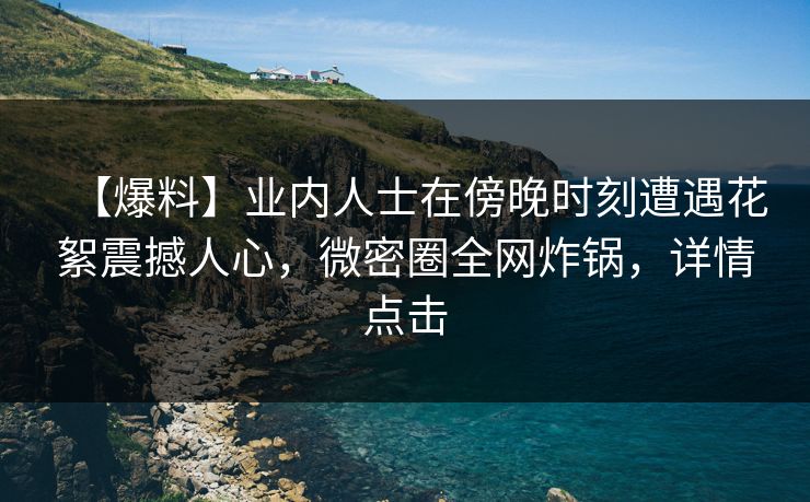 【爆料】业内人士在傍晚时刻遭遇花絮震撼人心，微密圈全网炸锅，详情点击