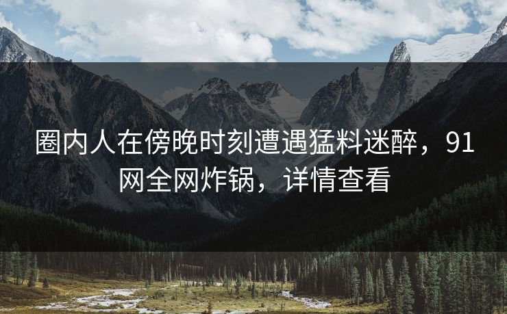 圈内人在傍晚时刻遭遇猛料迷醉，91网全网炸锅，详情查看